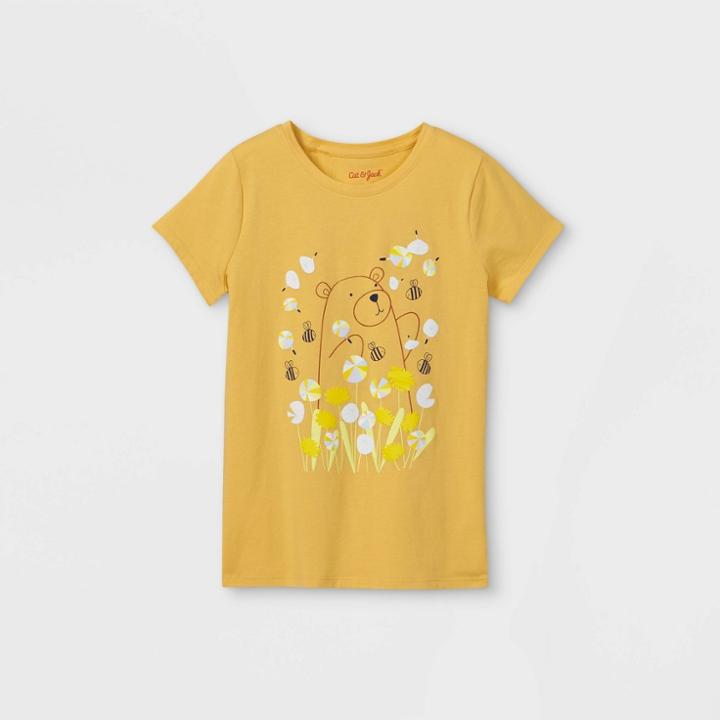 Girls' Prairie Bear Graphic Short Sleeve T-shirt - Cat & Jack Light Mustard