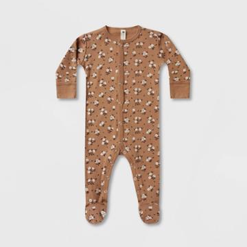 Q By Quincy Mae Baby Girls' Floral Brushed Jersey Footed Pajama - Ivory