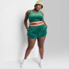 Women's Plus Size Mid-rise Velour Track Shorts - Wild Fable Green