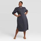 Women's Plus Size Puff Long Sleeve T-shirt Dress - Universal Thread Charcoal Gray