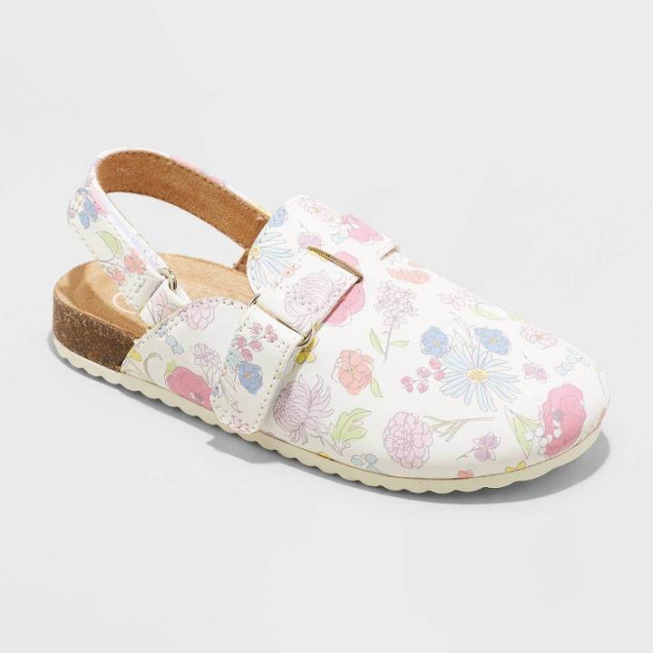 Toddler Girls' Marley Floral Print Clogs - Cat & Jack White