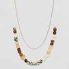 Semi-precious Quartz Tiger Eye Jasper Opal Multi-strand Beaded Necklace - Universal Thread Brown