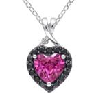 Target 1 7/8 Ct. T.w. Pink Sapphire And Black Spinal Rhodium With Diamond Heart Pendant In Sterling