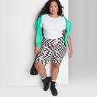 Women's Plus Size High-rise Bike Shorts - Wild Fable Black Check