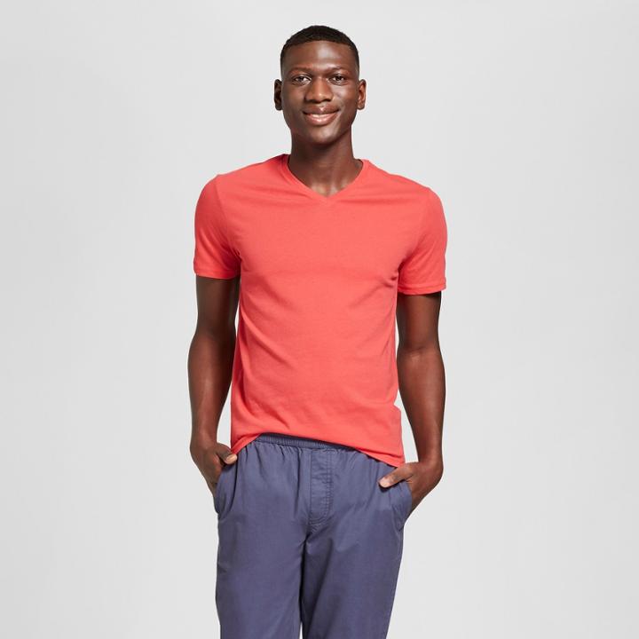 Men's Slim Fit Short Sleeve V-neck T-shirt - Goodfellow & Co Guava Berry
