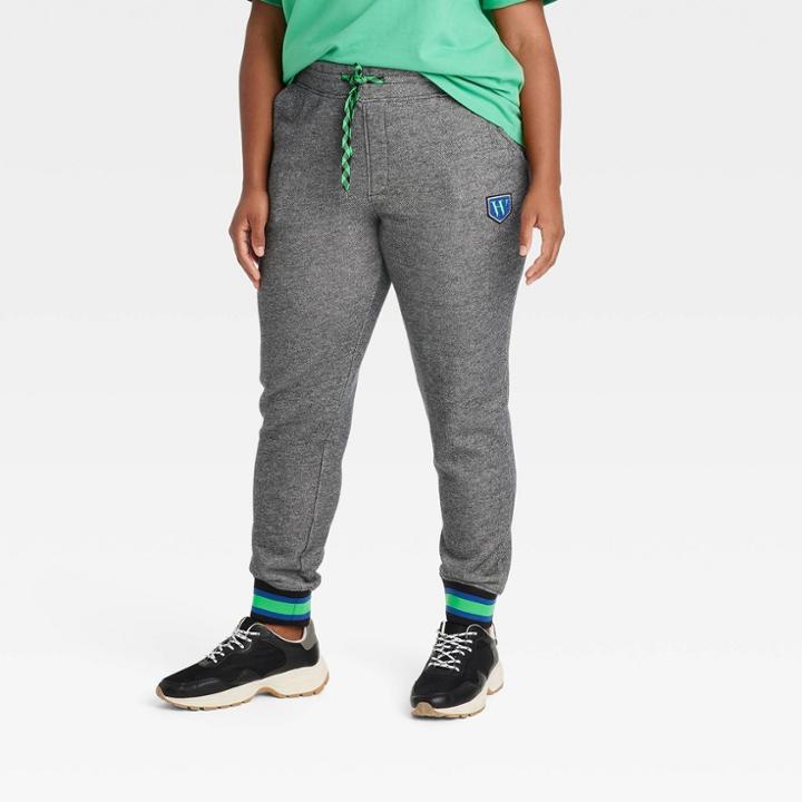 Houston White Adult Plus Size Logo Jogger Pants - Heather Black