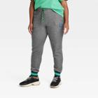 Houston White Adult Plus Size Logo Jogger Pants - Heather Black