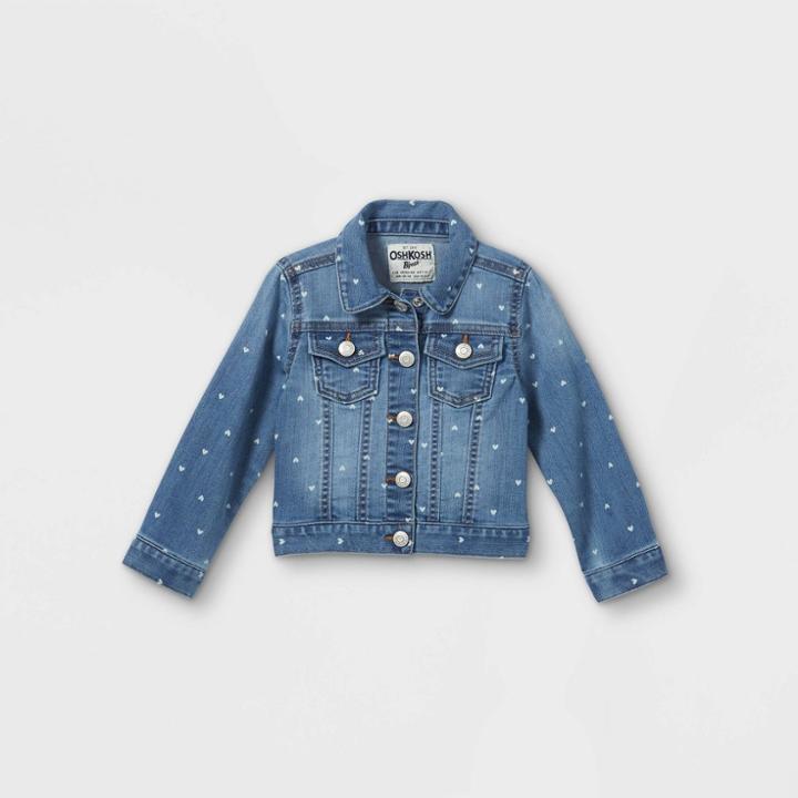 Oshkosh B'gosh Toddler Girls' Hearts Long Sleeve Jean Jacket - Blue