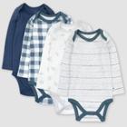 Honest Baby Boys' 4pk Organic Cotton Painted Buffalo Long Sleeve Bodysuit - Navy/white/gray Newborn