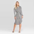 Women's Striped Long Sleeve Collared Front Button-down A Line Midi Dress - Who What Wear Black/white