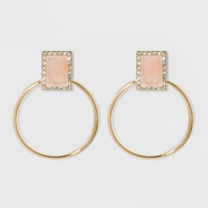 Sugarfix By Baublebar Crystal Druzy Hoop Earrings - Blush Pink, Women's