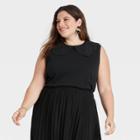 Women's Plus Size Collared Muscle T-shirt - A New Day Black
