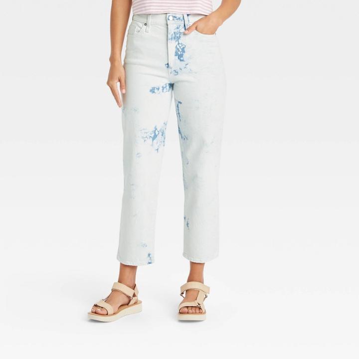 Women's Super-high Rise Vintage Straight Cropped Jeans - Universal Thread Blue