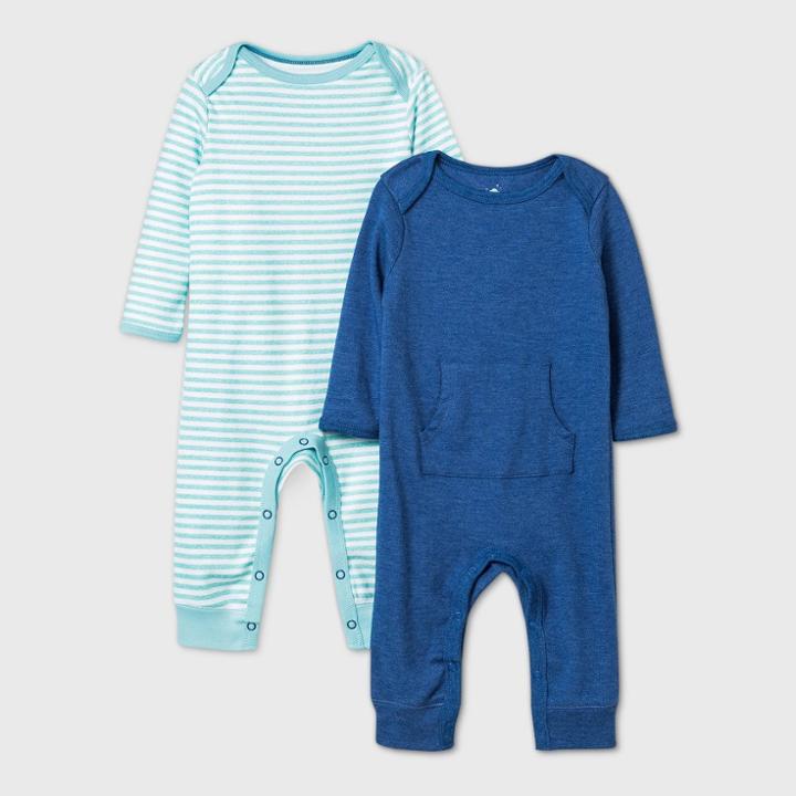 Baby Boys' 2pk Romper - Cloud Island Navy 0-3m, Blue/blue