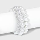 Natural Pearl Stretch Bracelet Set 3pc - A New Day Pearl, White