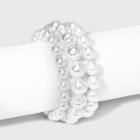 Natural Pearl Stretch Bracelet Set 3pc - A New Day Pearl, White