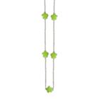 Zirconmania Zirconite Rhodium Plated Station Necklace With Enameled Daisies Lime Green - 16, Women's, Green/green