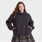 Women's Plus Size Sherpa Hooded Sweatshirt - Universal Thread Charcoal Gray