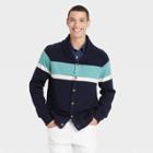 Men's Striped Regular Fit Collared Cardigan - Goodfellow & Co Xavier Navy