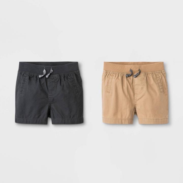 Baby Boys' 2pk Woven Pull-on Shorts - Cat & Jack Brown/black Newborn, Boy's