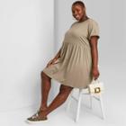 Women's Plus Size Short Sleeve Knit Babydoll Dress - Wild Fable Brown 1x, Women's,