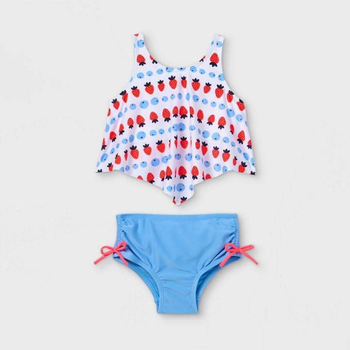 Toddler Girls' Strawberry Print Tankini Set - Cat & Jack White