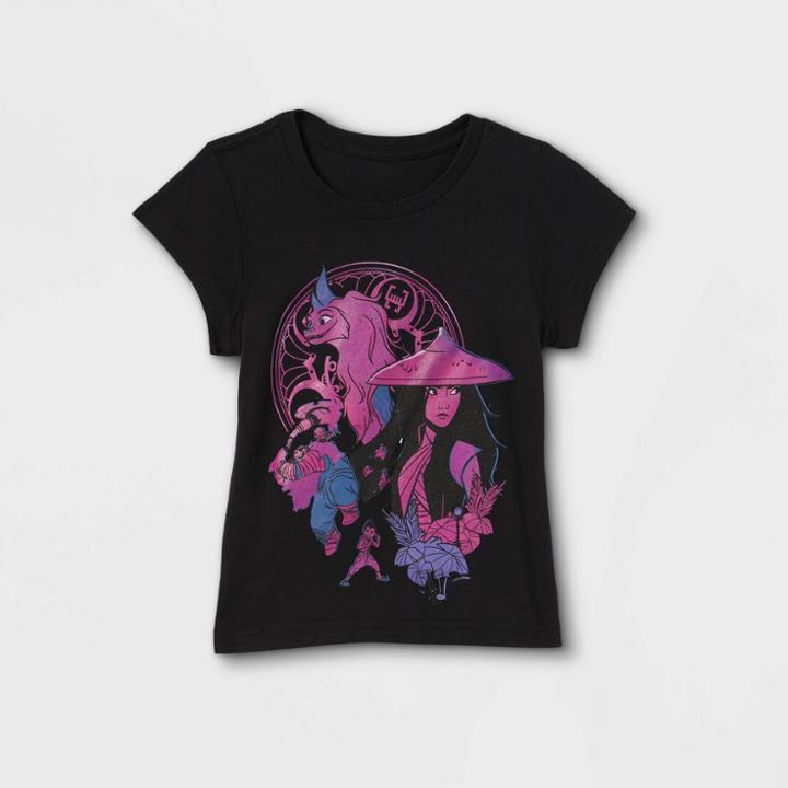 Girls' Disney Raya Short Sleeve Graphic T-shirt - Black