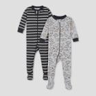 Gerber Baby Boys' 2pk Dino Footed Pajama - Black/white/gray