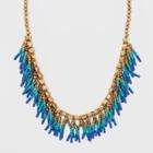 Beaded Fringe Seedbead Necklace - A New Day Gold/blue