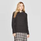 Women's Long Sleeve Crewneck Raglan Pullover Sweater - Universal Thread Charcoal Heather M, Size: Medium, Grey Grey