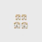 14k Gold Plated Cubic Zirconia Duo Stud Earrings - A New Day
