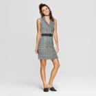 Women's Plaid Sleeveless Belted Blazer Dress - Almost Famous (juniors') White/black