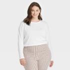Women's Plus Size Long Sleeve Supima T-shirt - A New Day White