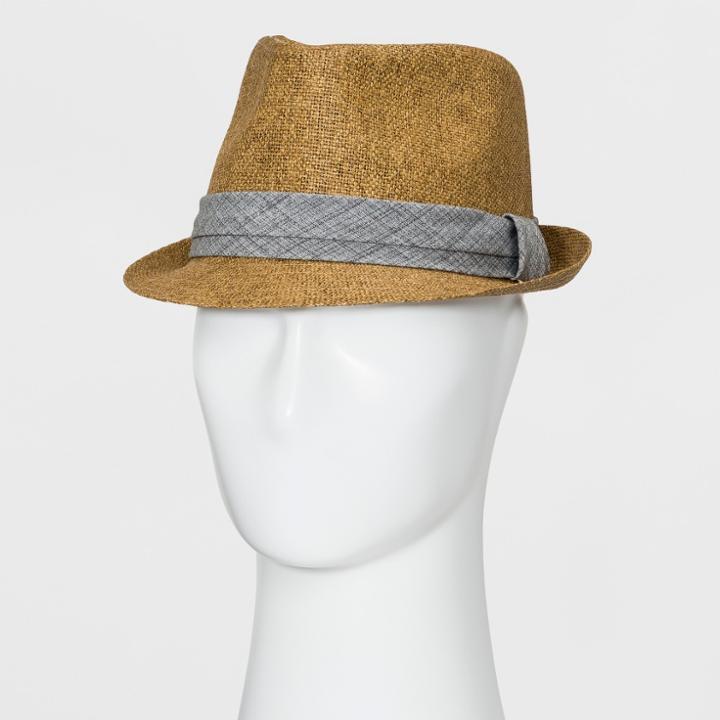 Men's Paper Straw Fedora - Goodfellow & Co Light Brown