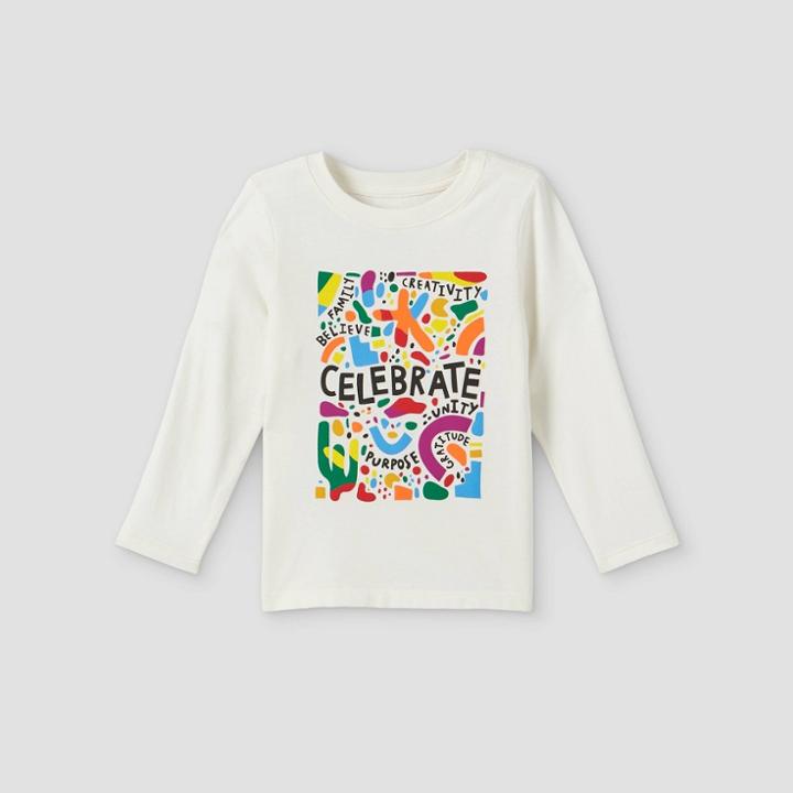 Toddlers' 'celebrate' Graphic Long Sleeve T-shirt - Cat & Jack Brown