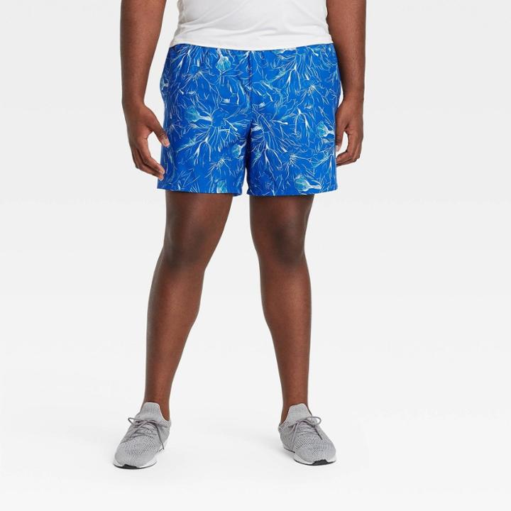 Men's Big & Tall Floral Print Hybrid Shorts - All In Motion Tropical Blue Xxxl
