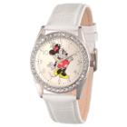 Women's Disney Minnie Mouse Silver Alloy Glitz Watch - White,