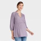 3/4 Sleeve Woven Maternity Top - Isabel Maternity By Ingrid & Isabel Lilac Purple