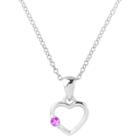 Journee Collection 1/10 Ct. T.w. Round-cut Cz Heart Pave Set Necklace In Sterling Silver - Fuchsia, Girl's