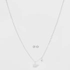 Silver Plated Cubic Zirconia Initial 'w' Chain Pendant Necklace And Earring Set - A New Day
