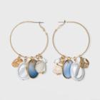 Pearl And Shell Charms Hoop Earrings - A New Day Blue