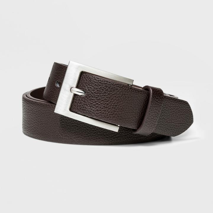 Men's 30mm Brown Pebble Nickel Buckle - Goodfellow & Co Brown Xl, Basic Brown