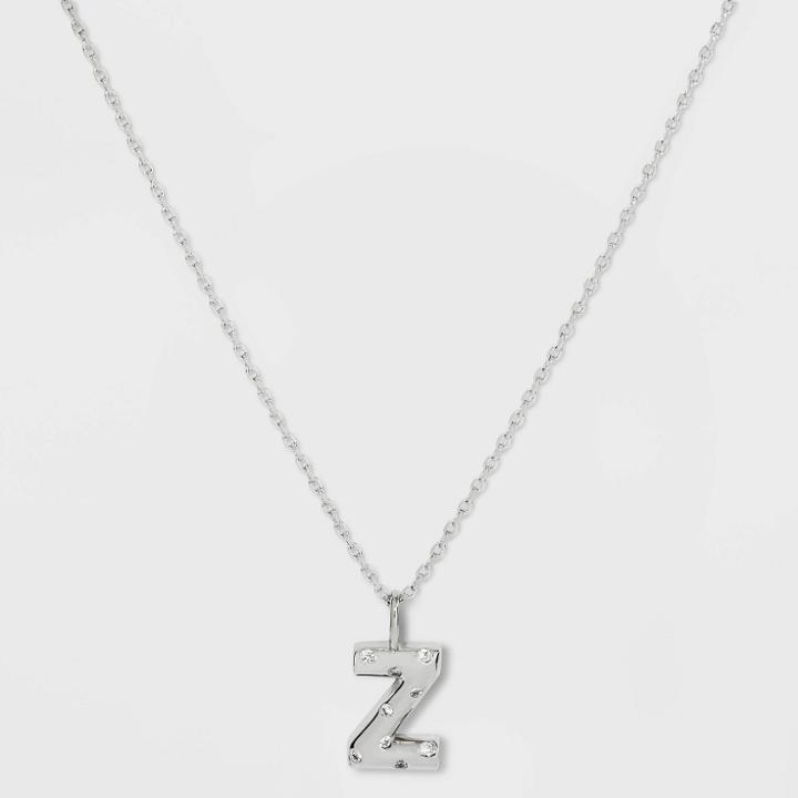 Silver Plated Cubic Zirconia 'z' Pendant Necklace - A New Day