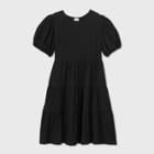 Women's Plus Size Short Sleeve Knit Tiered Dress - Ava & Viv Black X