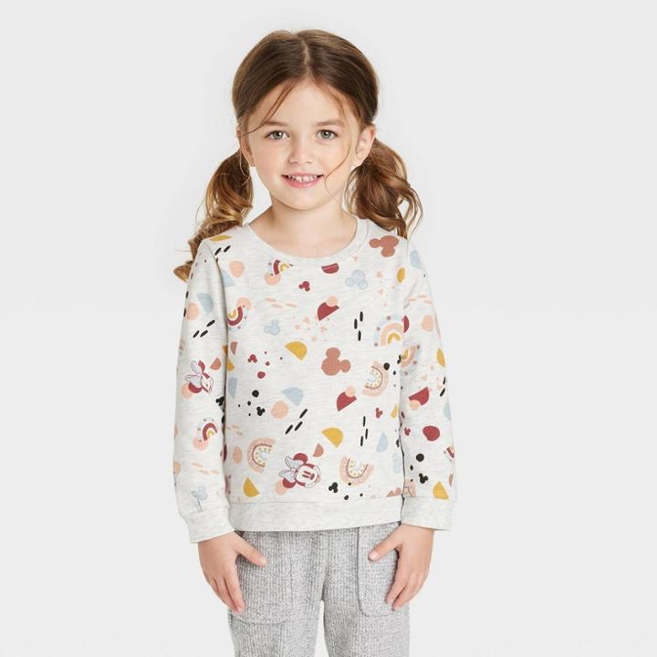 Toddler Girls' Disney Minnie Mouse Printed Pullover Sweatshirt - Yellow