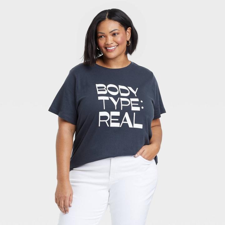 Women's Plus Size Short Sleeve T-shirt - Ava & Viv Charcoal