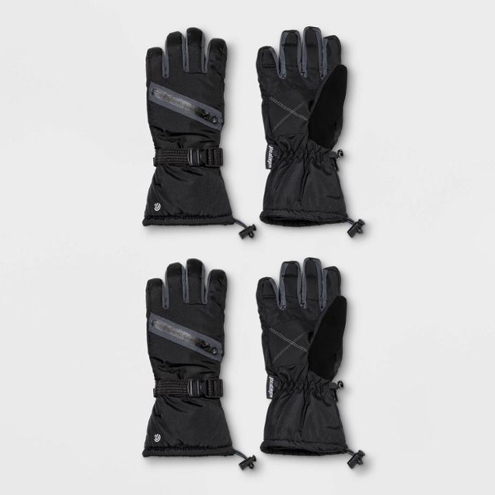 Boys' Solid With Zipper Pocket Ski Gloves - C9 Champion Black 8-16, Boy's, Gray Black