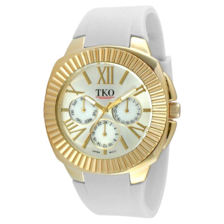 Tko Orlogi Women's Tko Multiple Function Rubber Strap Watch - White, Gold/white