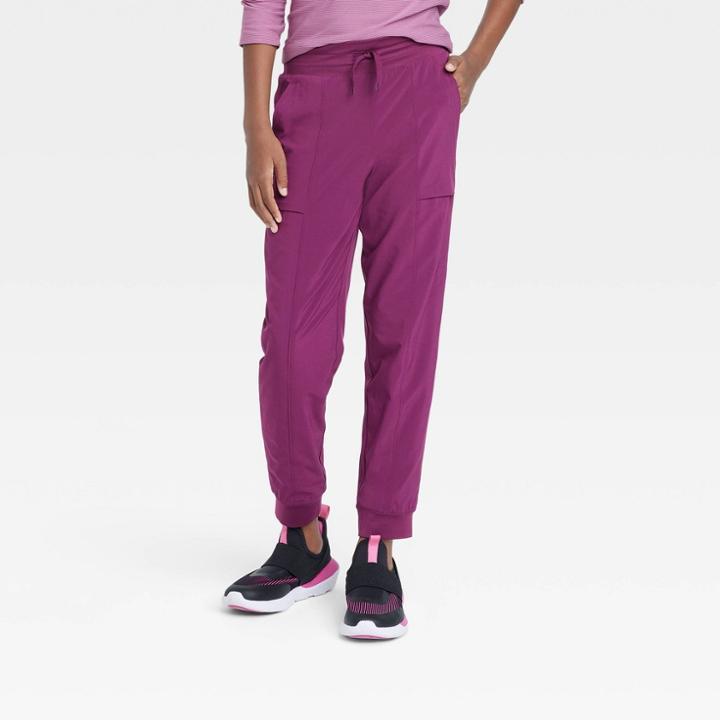 Girls' Lined Woven Joggers - All In Motion Purple