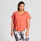Plus Size Women's Plus Scoop Neck Crop T-shirt - Joylab Coral (pink)
